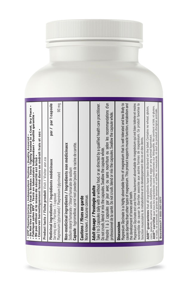 AOR Magnesium Glycinate – Muscle & Nervous System Support 180 capsules